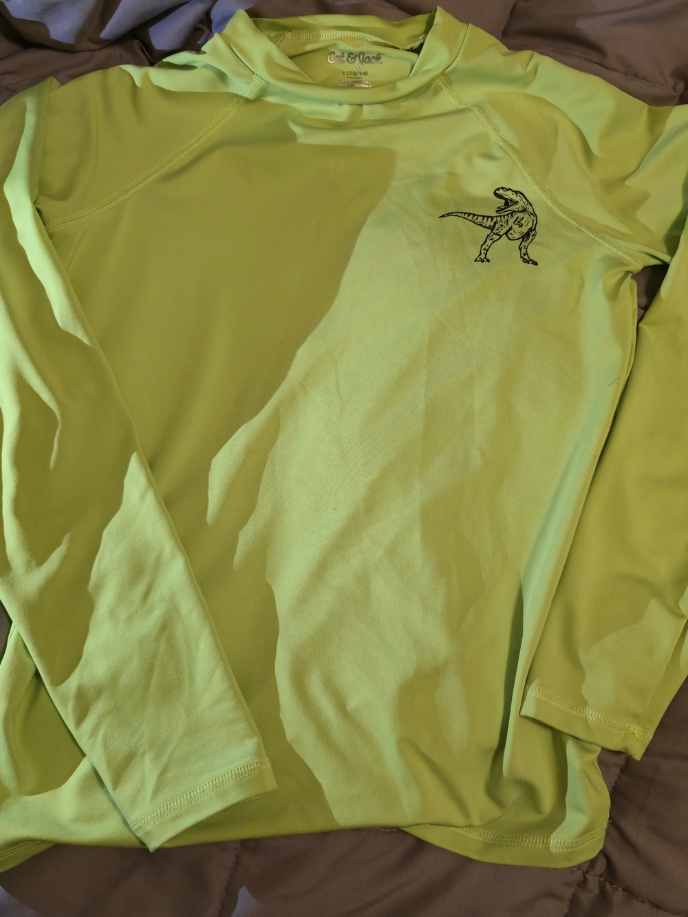 Cat & Jack Neon Lime Dino Long Sleeve Shirt - Youth Large